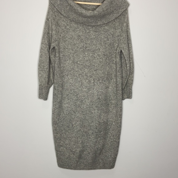 H&M Heather Grey Off Shoulder Soft Knit Midi Dress - Picture 4 of 11